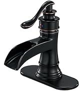 BWE Waterfall Bathroom Faucet Oil Rubbed Bronze Single-Handle One Hole Sink Faucet Farmhouse Bath...