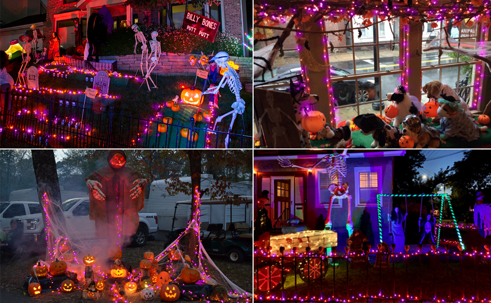 halloween lights orange purple decor