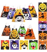 DIYASY 72 Pcs Halloween Drawstring Treat Bags, Small Plastic Candy Bags with Handle Trick or Trea...