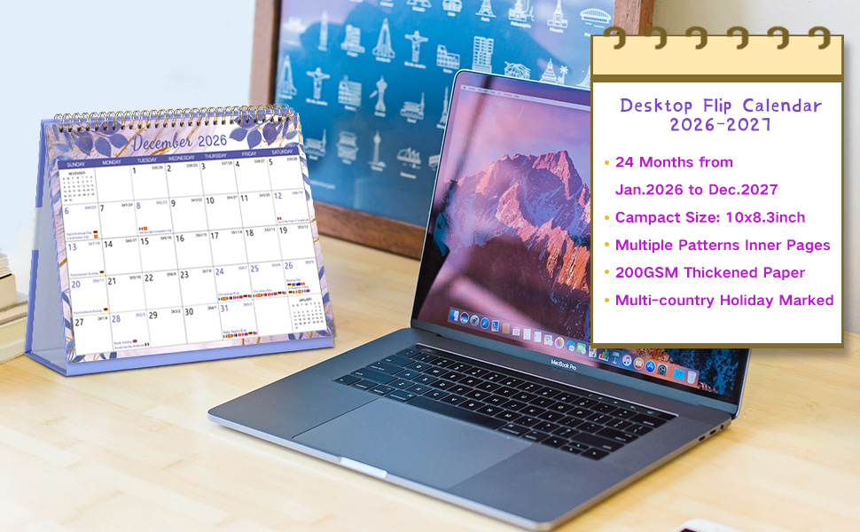 Text reads 'Draft v2.2 PC Content Task List, 28 MONTHS DUE, Jan 2024 to Jan 2027'. Desktop scene with calendar, laptop, and sticky notes with planning information.