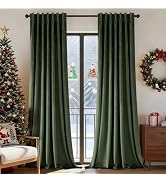 Joydeco Pinch Pleated Velvet Curtains 84 Inch Long 2 Panel Set for Living Room Bedroom, Back Tab ...
