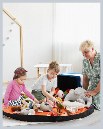 spending time with kids on a play mat