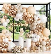 KARLURE Champagne Balloon Arch Kit Garland with Pearl White Sand Nude Champagne Balloons for Birt...
