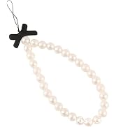 Galepromot White Mobile Phone Case Decorations Chain Black Bow White Pearl Beaded Phone Lanyard W...