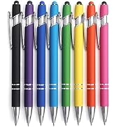 Bribobo 8 Pack Ballpoint Pen 2-in-1 Stylus Retractable Ballpoint Pen with Stylus tip, Metal Stylu...