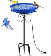 Daoeny Heated Bird Bath for Winter, Upgraded 100W Heated Bird Baths for Outdoors Thermostat Contr...