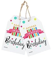 joycraft Happy Birthday Gift Tags with String,100pcs Colorful Candles Birthday Kids Presents,Pers...