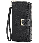RNIEGA Long Wallet Women RFID Blocking Large Capacity Leather Purse Phone Multi Credit Card Holde...