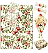 FYSUIMU 60 Sheets Apples Tissue Paper Fall Vintage Red Apples Wrapping Paper for Autumn Thanksgiv...