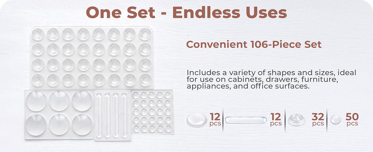 Soft close bumpers to stop slamming noise, topes para cajones silenciosos.