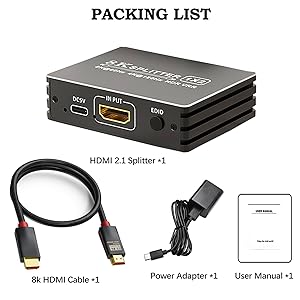 HDMI Splitter 1 in2 Out 4K - 1x2 HDMI Display Duplicate/Mirror - Powered Splitter Full HD 1080P