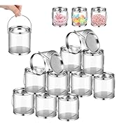 RHBLME 12 Pack Mini Clear Plastic Paint Cans with Metal Lids, 3in x 3in Crafts and Party Favor Ca...