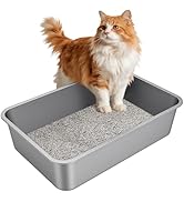 Idymere X-Large Stainless Steel Litter Box with High Sided, Metal Cat Litter Box, Odor-Free Non-S...