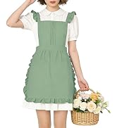 ARBINSON Vintage Ruffle Apron for Women with Pocket, Frilly Kitchen Cooking Waitress Maid Costume...