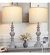27" Tall Table Lamps for Living Room, 3-Way Dimmable Touch Control Farmhouse Vintage Table Lamps ...