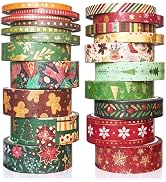 SHINTAYL Christmas Washi Packing Tape - 21 Rolls Foil Gold Craft Xmas Duct Masking Paper Tape, Gl...