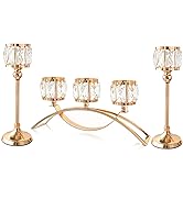 KEHAIL 3 Arms Crystal Candle Holders, Arch Candlestick Table Candelabras Centerpieces for Wedding...