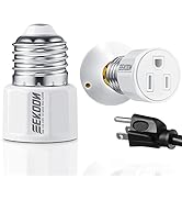 E26/ E27 3 Prong Light Bulb Socket Adapter, Polarized Light Socket Outlet, Light Socket to Plug A...