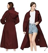 LAMA Womens Long Raincoats Rain Jacket Waterproof Packable Hooded Windbreaker Lightweight Adjusta...
