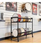 yeshine Two-Tier Snare Drum Holder, Heavy Duty Metal Snares Stand, Rolling Snare Drum Display Rac...