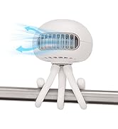 Portable Bladeless Baby Stroller Fan, Rechargeable Battery-Operated Fan with 3 Breeze Settings an...