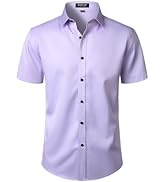 JEMITOP Men's Stretch Wrinkle Free Dress Shirts Formal Wedding Prom Short Sleeve Slim Fit Button ...