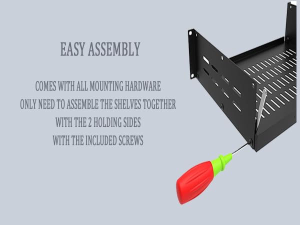 2U 19“ universal vented rack mount shelf