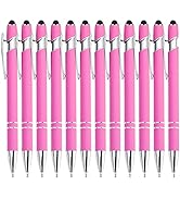 PASISIBICK 12 Pieces Pink Ballpoint Pen with Stylus Tip, 2 in 1 Stylus Stylish Pen, Premium Metal...