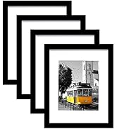 Picrit 9x12 Picture Frame Set of 4, Made of High Definition Real Glass, Display 6x8 with Mat or 9...