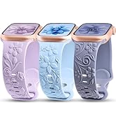 3 Pack 3D Floral Embossed Bands Compatible with Apple Watch Band 38/40/41/42/44/45/46/49mm Women,...