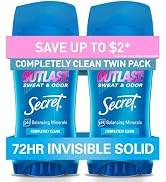Secret Outlast Antiperspirant Deodorant for Women, 72hr Sweat & Odor Protection, PH Balancing Min...