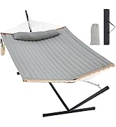 Homgava Two Person Hammock with Stand Heavy Duty, Outdoor Patio Hammock with Portable Steel Stand...