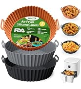 Komzon 3 Pack Air Fryer Silicone Liners, 8Inch Airfryer Liners, Air Fryer Basket Liners, Reusable...