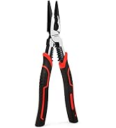 HAUTMEC 9" Needle Nose Pliers High Leverage Combination Pliers 4 in 1 Multifunctional Heavy Duty ...