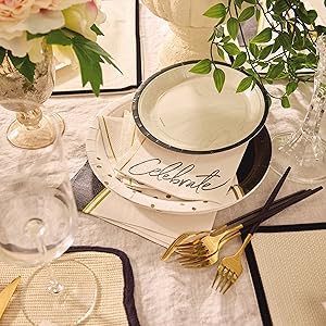 Celebrations 2.0 Elegant Party Supplies Black Ivory and Gold