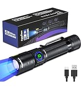DARKDAWN UV Flashlight 365nm Light Mini USB Rechargeable Ultraviolet LED Blacklight Woods Lamp Po...