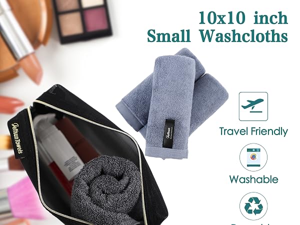 10x10 in small face cloths for women girls travellers
