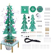 PEMENOL 3D RGB LED Rotating Christmas Tree Soldering Kit, DIY Electronics Project with Music and ...