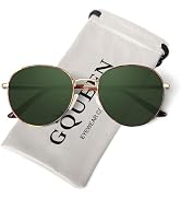 GQUEEN Retro Round Polarized Sunglasses Womens Men Spring Hinge Metal Frame Trendy Hippie Oval Su...