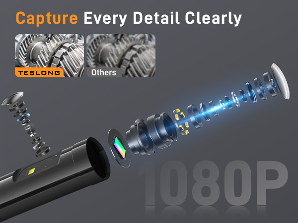 1080P HD Borescope Inspection Camera with 7 LED Lights