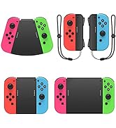 Game Handle Connector for Nintendo Switch Joy-Con, 5-in-1 Gamepad Handle with Wrist Strap for NS ...