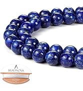 BEADNOVA 8mm Blue Lapis Lazuli Gemstone Round Loose Beads for Jewelry Making (45-48pcs)