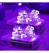 Halloween Christmas Decorations Purple Fairy String Lights Indoor, Battery Operated with Timer, 2...