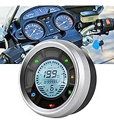 Qiilu Digital Gauge Motorcycle Speedometer Tachometer Odometer 12V 12000RPM 1-6 Gear LCD Digital ...