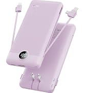 VRURC Portable Charger Built-in Cables and AC Wall Plug,USB C Power Bank 10000mAh, Travel Essenti...