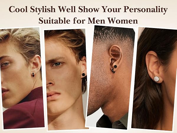 black hoop Stud Earrings for Men Women