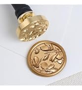 UNIQOOO Magnolia Flowers Wax Seal Stamp with Wooden Handle, Floral Botanical Theme Vintage Brass ...