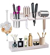 Hair Tool Organizer Wall Mount Holder, Set of 2 Layer Rustic Blow Dryer Holder, Hair Product Orga...