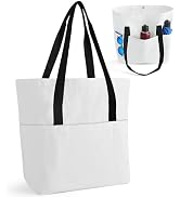 MAFYE Canvas Tote Bag with Pockets, 12oz Cotton Tote Bags Bulk for Women, Sublimation Blanks W/Lo...