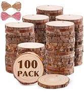100 Pack Nature Wood Slices for Crafts,2.4-2.8In Unfinished Natural Wood Rounds.Wood Circles Pred...